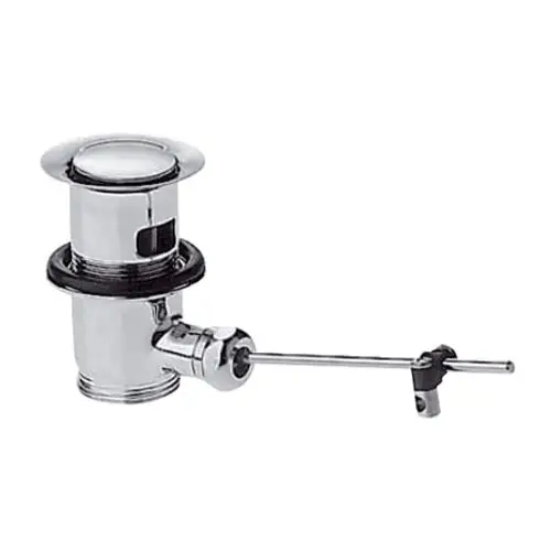 Edelstahl-Ablaufgarnitur mit Zugstange, geeignet für Waschtisch- und Bidetmischer, hergestellt von AXOR, mit mechanischem Betätigungsmechanismus.